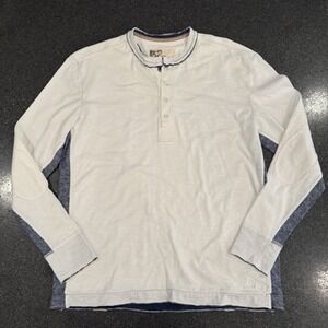 32 Bar Blues White Blue Men's Henley‎ Medium Cotton